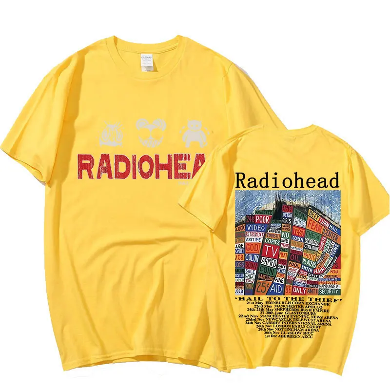 Radiohead Vintage Print T Shirt Men's Oversized 100% Cotton Unisex