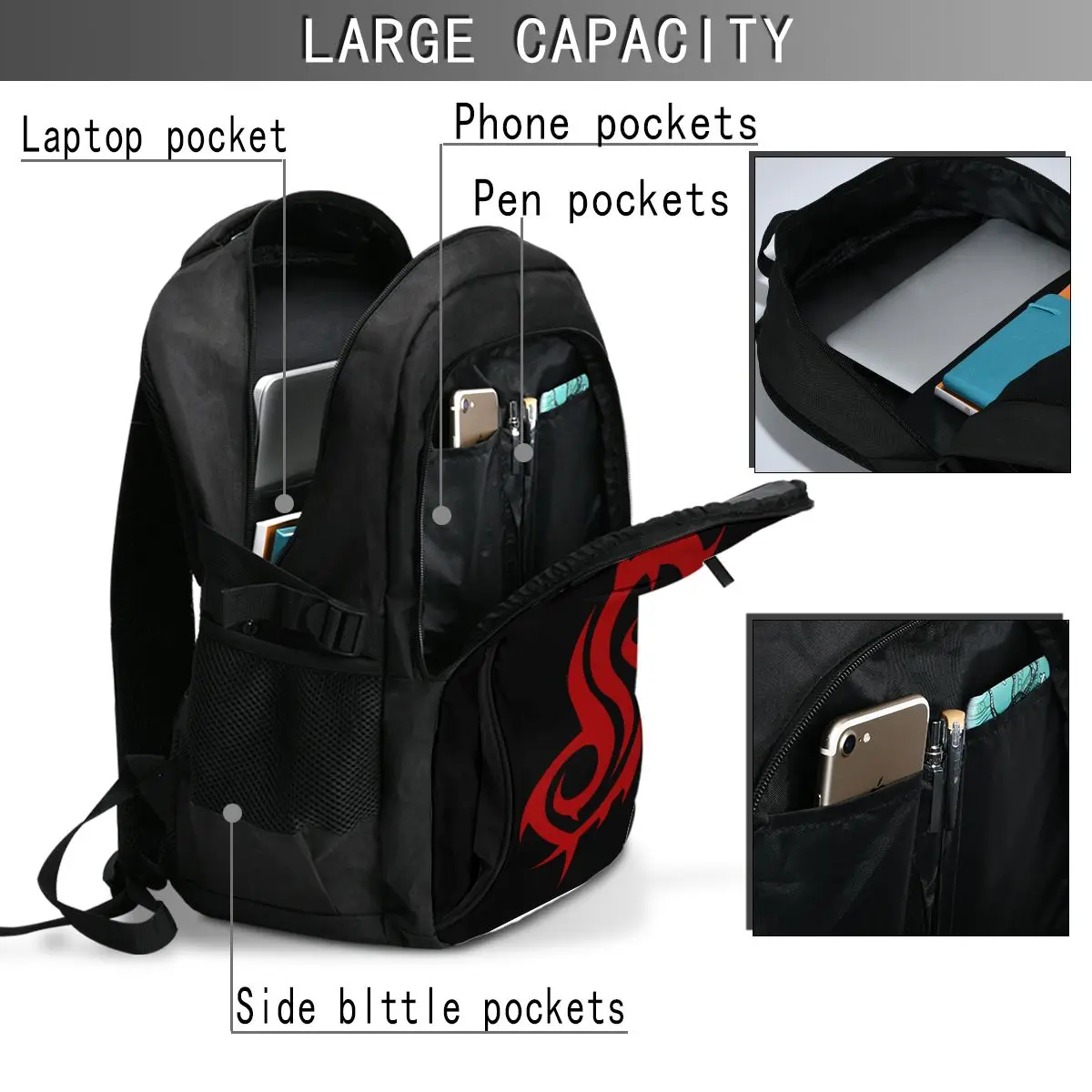 Heavy Metal Rock Slipknots Band Usb Backpacks Fashion Tote Travel Hiking Usb Port Notebook Bags