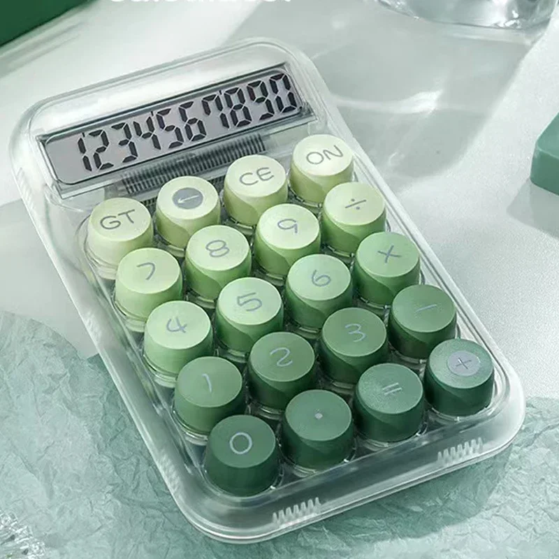 Transparent Gradient Large Button Calculator with Extra-Large Screen 10-Digit Electronic Calculator for Student Use