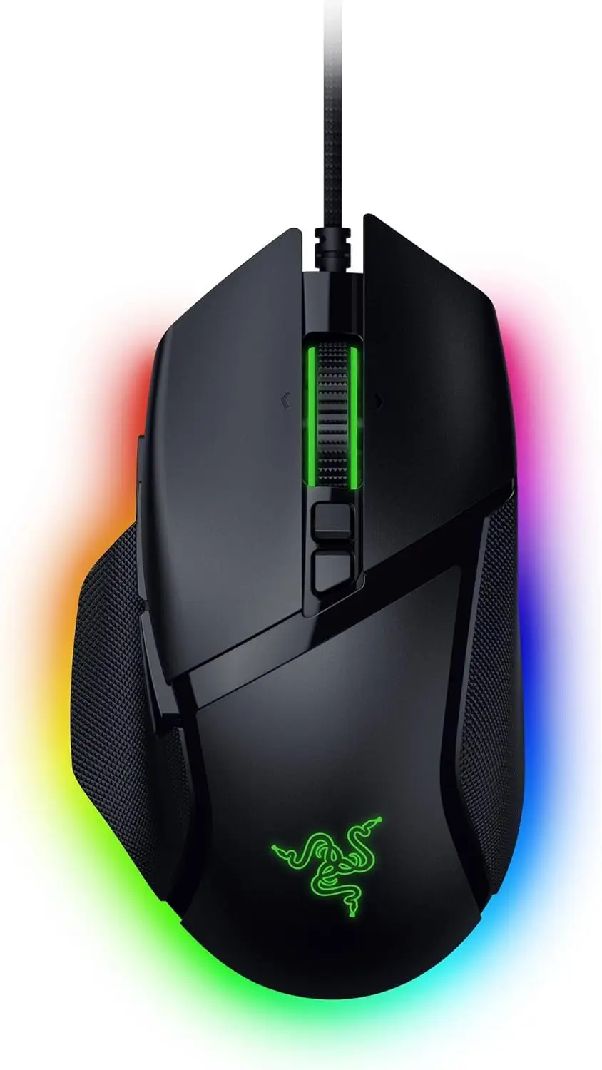 Ergonomic Gaming Mouse with 35K DPI Sensor, Tilt Wheel, 13 Customizable Controls, RGB Lighting & Flexible Cable