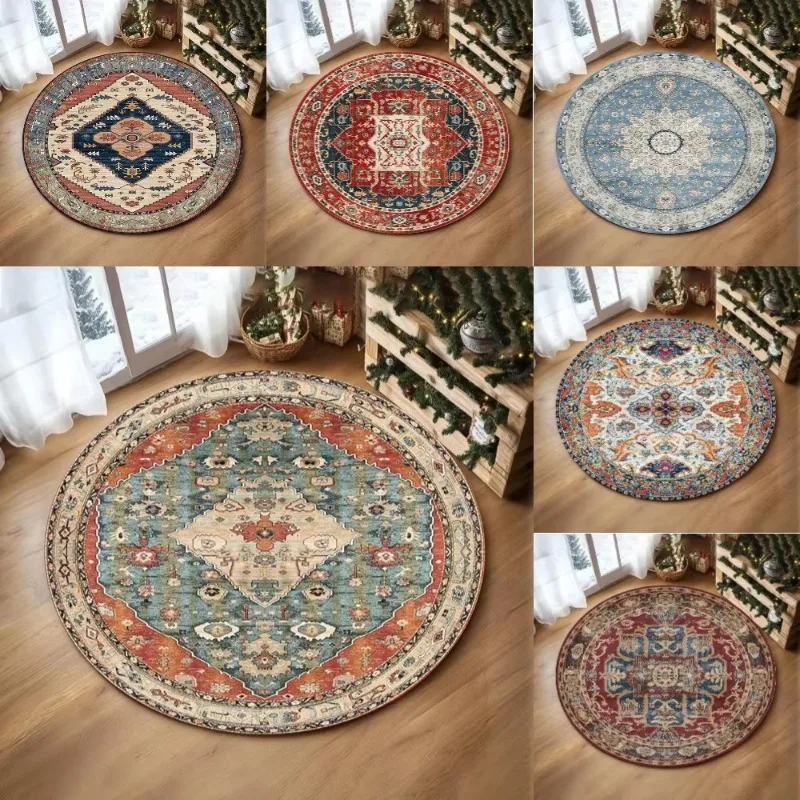 Trendy Persian print Round Rug Living Room Sofa Rug Home Decor Bedroom Soft Rug Lounge Room Coffee table Yoga Mat Chair Mats