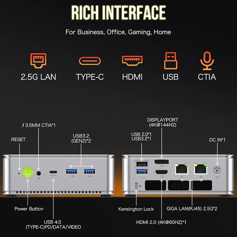 GMKtec GMK K8 Mini PC AMD R7-8845HS NUCBOX Design of dual fan system Window 11 Pro AMD Radeon™ 780M  PCle GEN4.0*2 DDR5 5600MHz