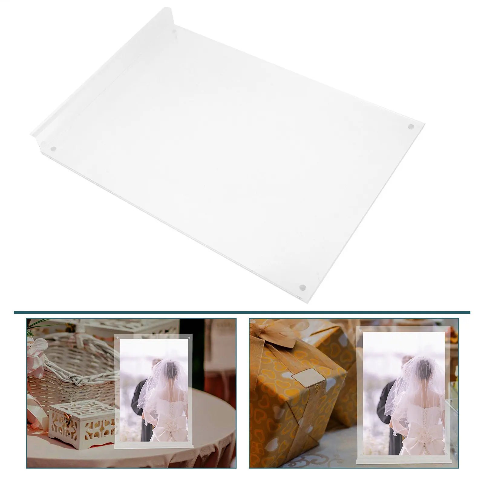 Acrylic T-Shape Sign Holder Clear Desktop Menu Display Stand Sturdy Magnetic Base Tabletop Poster Holder for Restaurant Cafe