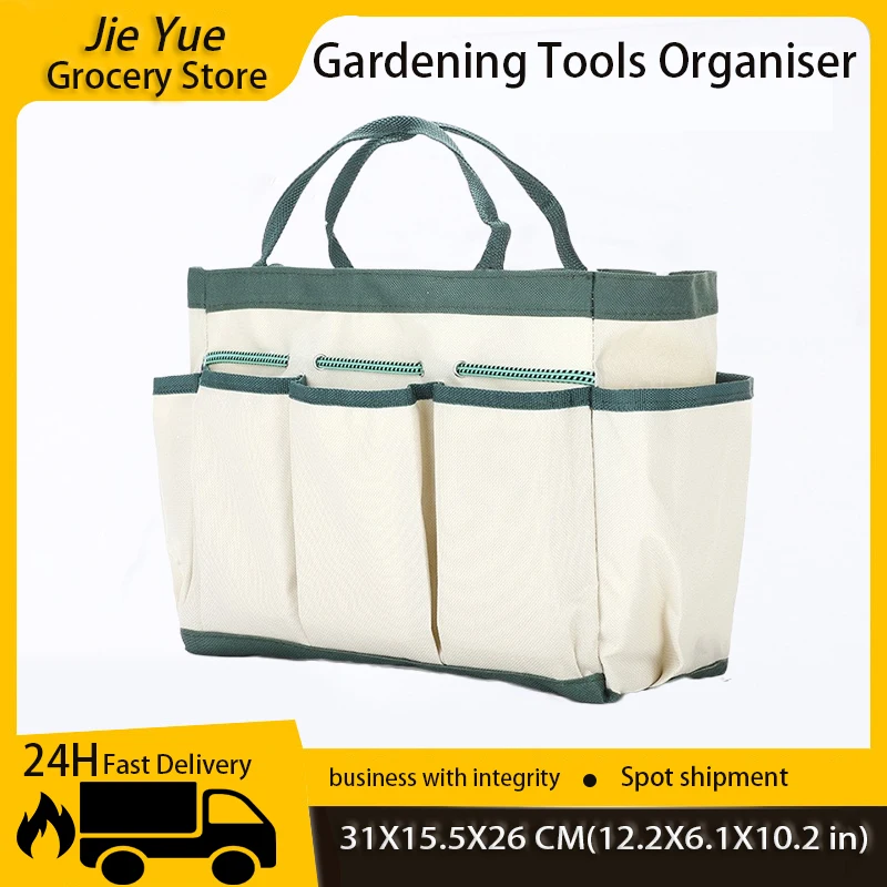 Garden Tool Storage Bag 600D Oxford Cloth Large Capacity Tool Organizer Bag with Multiple Pockets for Gardening Yard Lawn Work