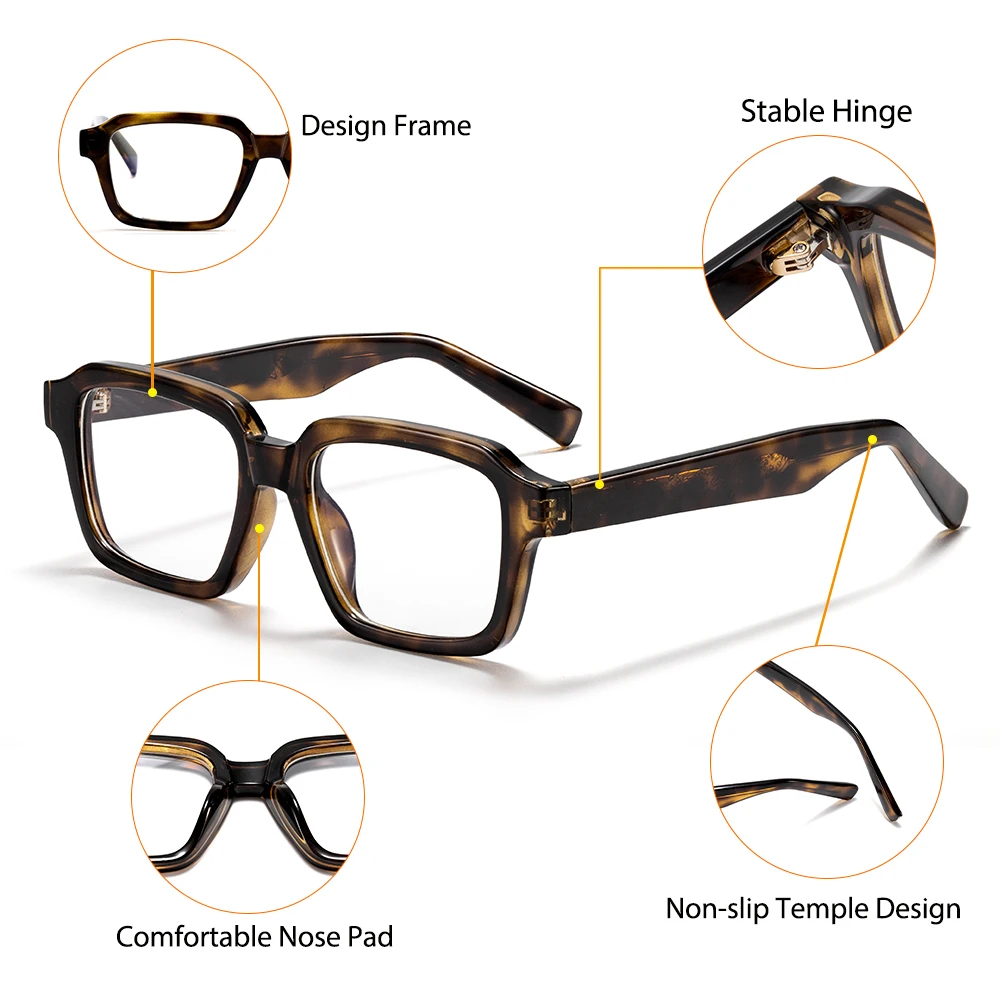 CATERSIDE Modische Herren-Brillengestelle Markendesign Eckige Brillengestelle für Damen Anti-Blaulicht-Lesebrille Partygeschenk Eyewear – Detail 3