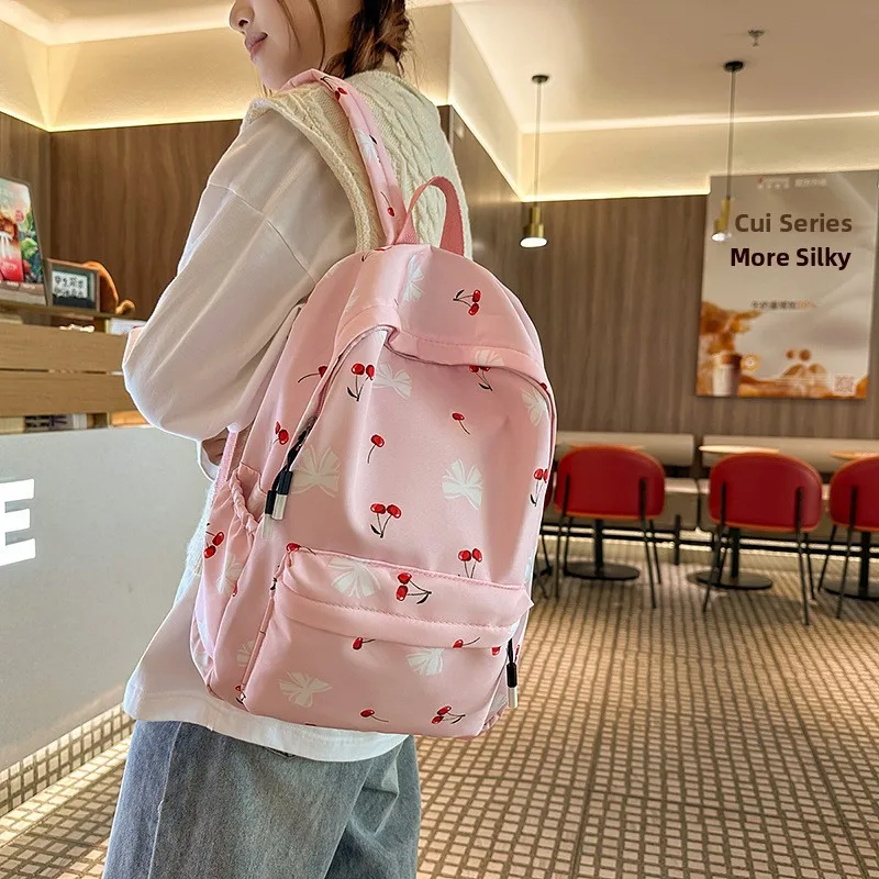 

New Korean Sle Fre Floral Women's Bapa Large Capaci Lightweight Dual-oulder Bag Simple Design for High School And...