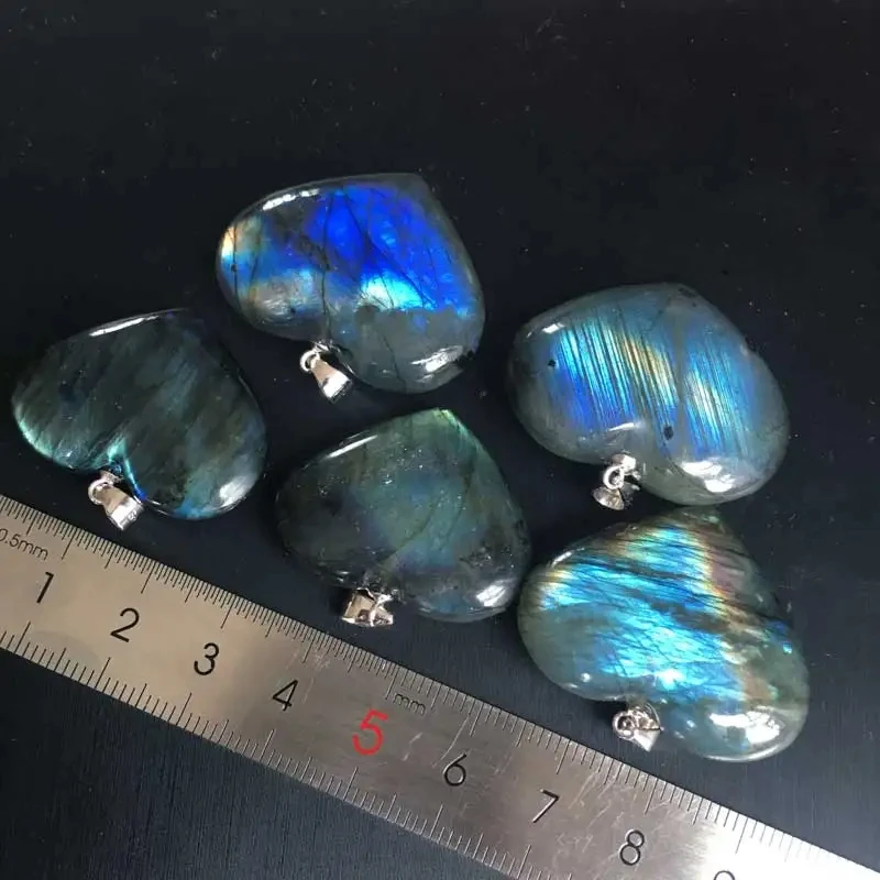 Natural Heart Labradorite Pendants 925 Silver Moonstone Sun Stone Necklace Divination Spiritual Meditation Fine Jewelry image 5