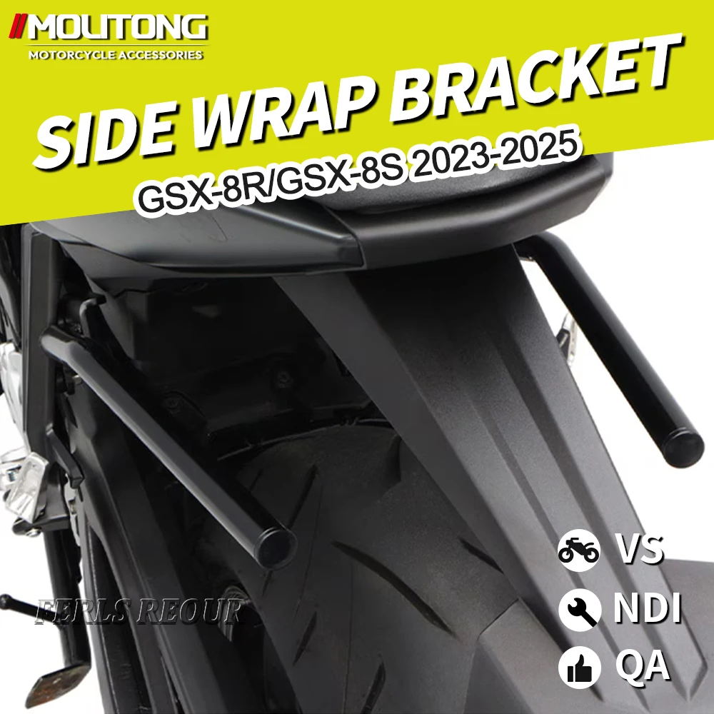 Side luggage bag for motorcycle side racks of Suzuki GSX-8R (2024-2025 models) and Suzuki GSX-8S (2023-2025 models).