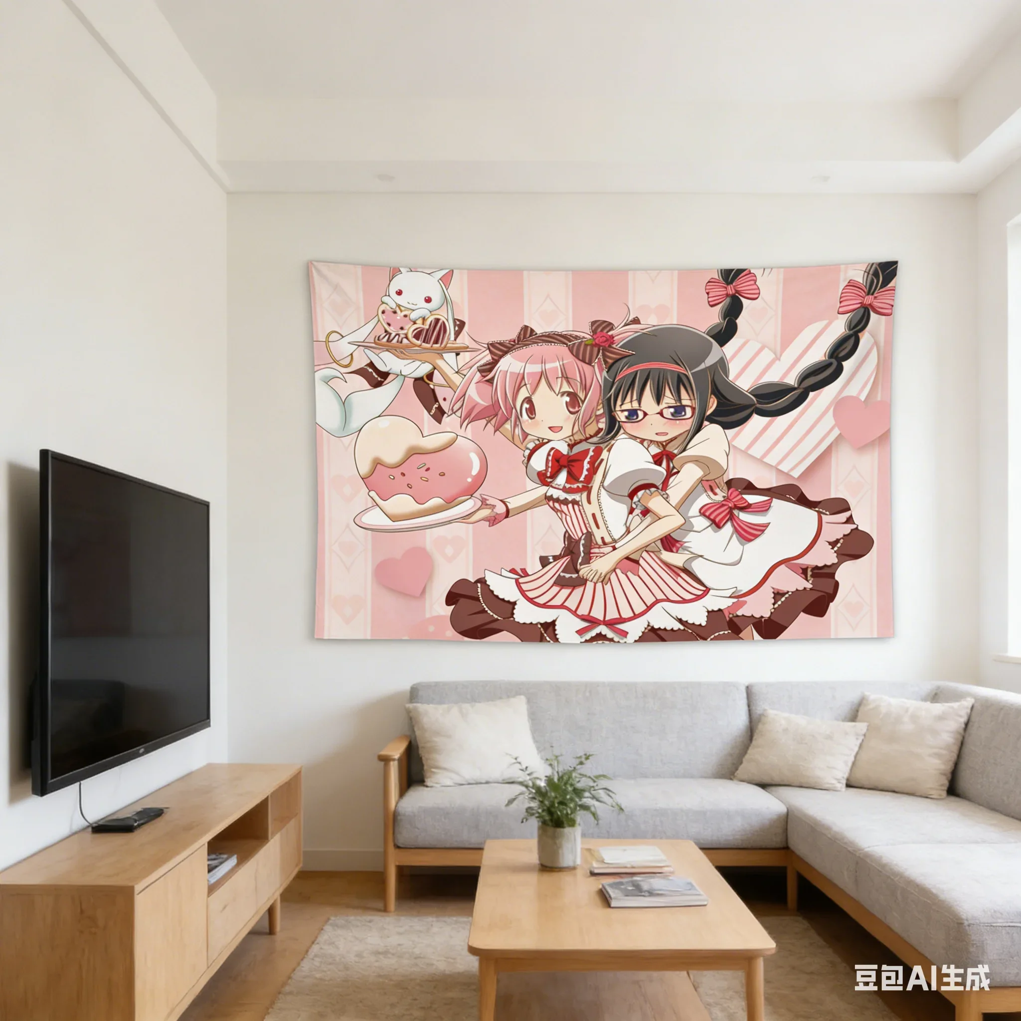 VIKAMA Magical Girl Madoka Magica Anime Wandteppich, Cartoon-Wandbehang für Schlafzimmer, Wohnheim, Zuhause, Wanddekoration, Kunst – Detail 6