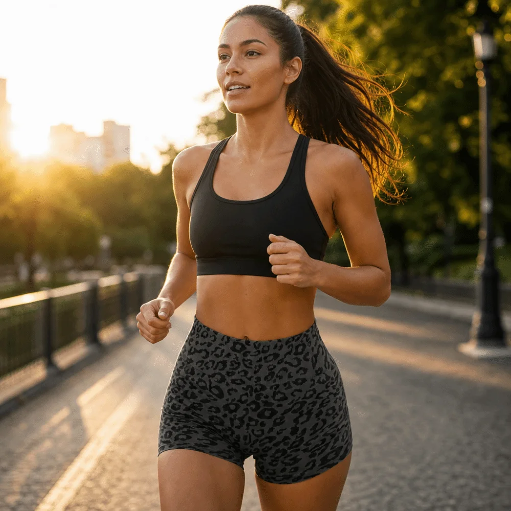 Fashion Leopard High Waist Shorts Skin Tight Hip Liftting Seamless Shorts Elastic Yoga Shorts Running