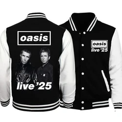 Oasis Live 25 Tour felpa con cappuccio uniforme da Baseball giacche uomo donna Hip Hop Merch cappotti moda Streetwear top per i fan