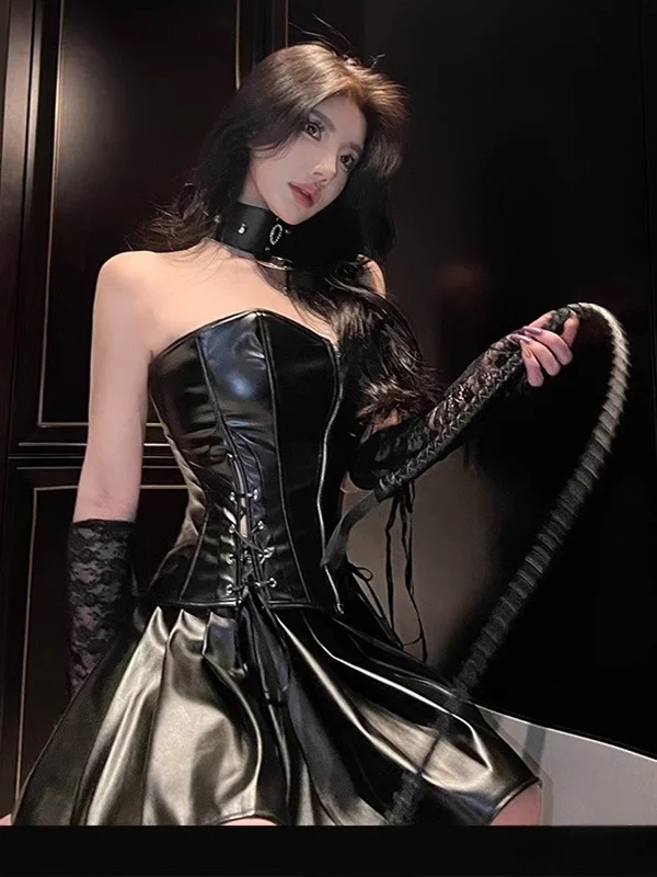 

Sexy orm Costume Set loween Wild Outfit PU Skirt Rabbit Girl Cosplay Dr One oulder Polyester Spring Autumn Wi...