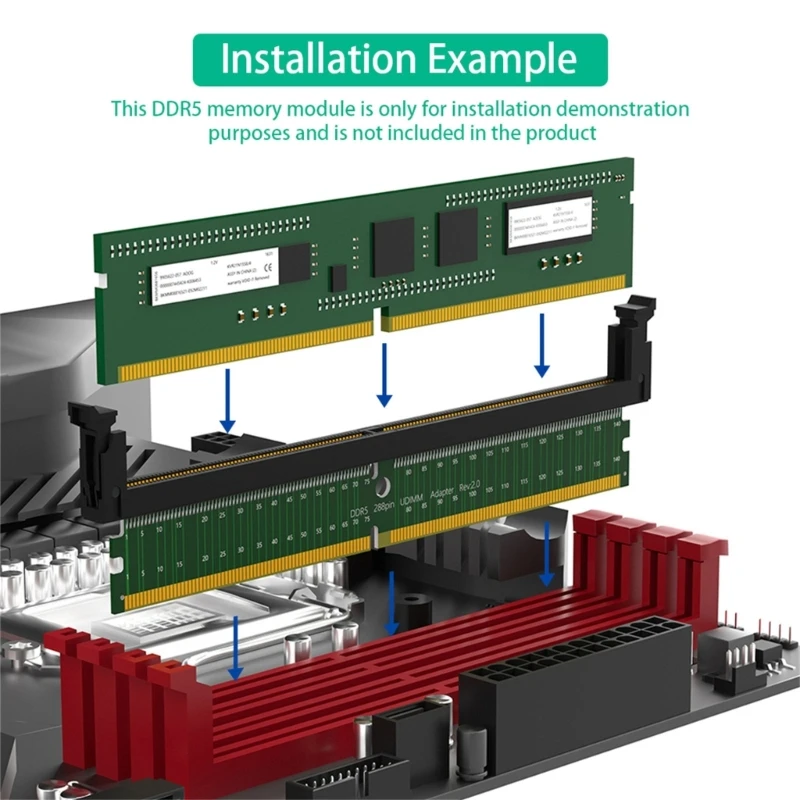 DDR5 UDIMM 288Pin Adapter Memory Test Protective Card With Short Latches DDR5 288Pin UDIMM Slot Adapter For Desktop Dropship