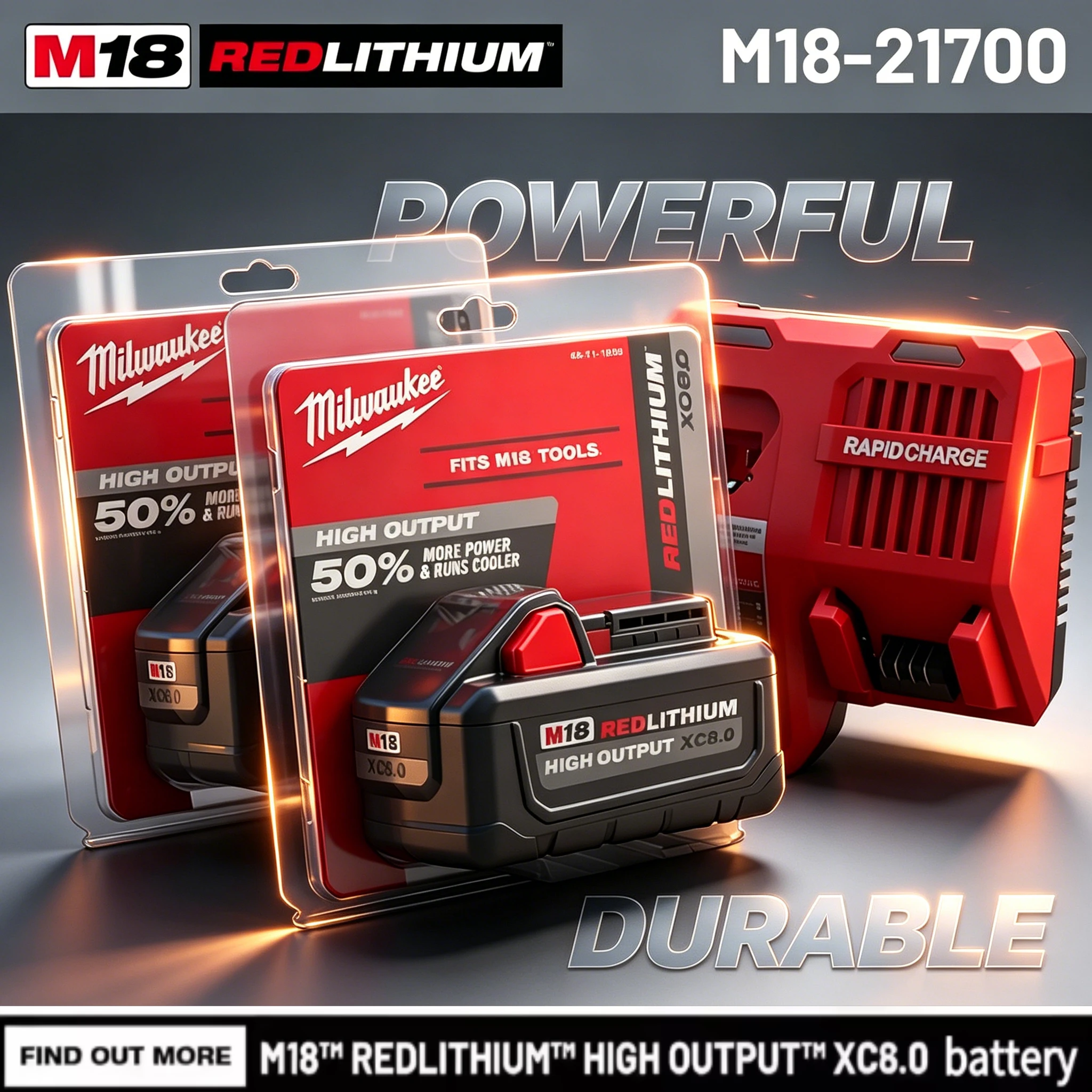

Milwaukee M18 Original 18V 5.0Ah 6.0Ah 8.0Ah Rechargeable Li-ion Battery Long Cycle Life Replacement Fit M18B5 M18B6 Power Tools