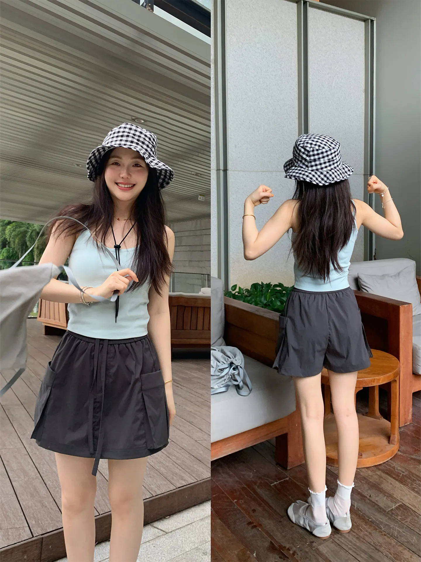 

Юбка-брюки с эффектом похудения, женская летняя универсальная юбка-брюки с эластичной талией, повседневная, А-силуэт, S...