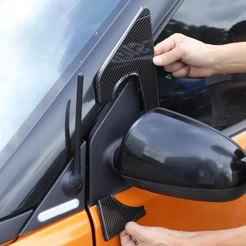 For Smart Fortwo 2009-2015 ABS Carbon Fiber Car Rear View Mirror Triangle Panel Cover Trim Sticker Car Accessories