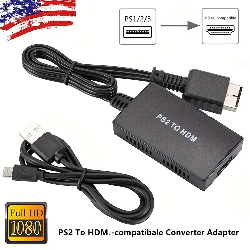 PS2 to HDTV Converter Video Adapter HD for Play Station 1/2/3 1080P HDTV Monitor
