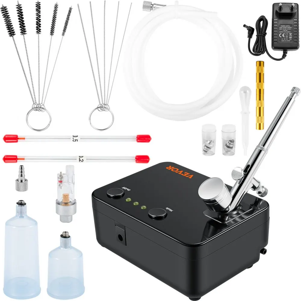 

VEVOR Dual-Action Airbrush Kit with 30PSI High-Pressure Auto Start/Stop Control Compressor for Cake Painting Nail Makeup Model