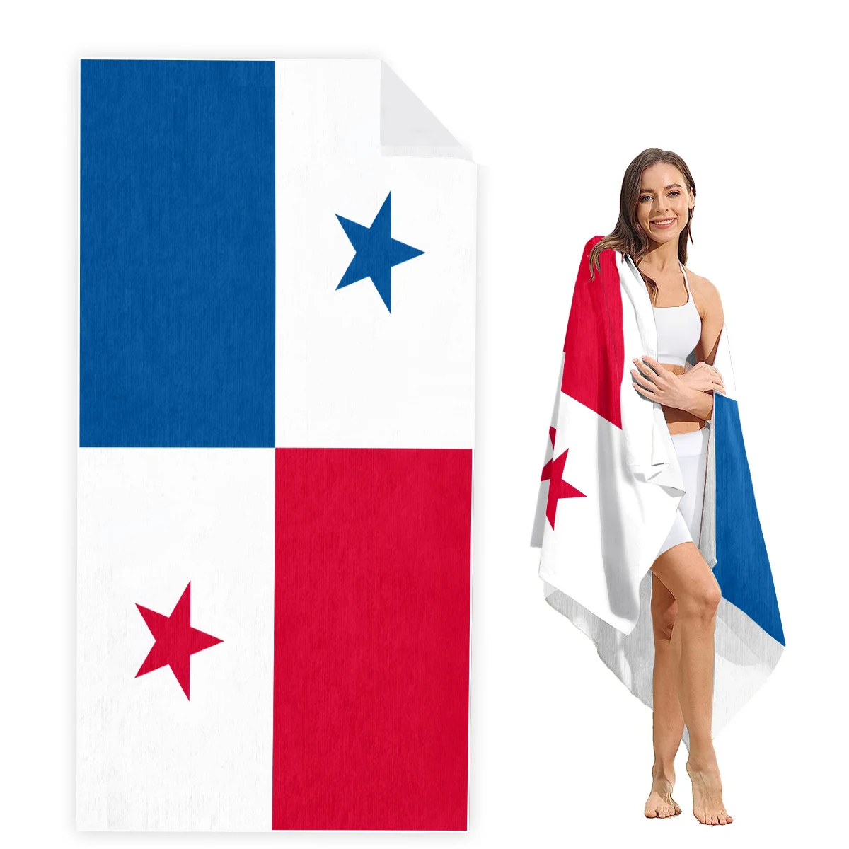 Panama Flag Beach Towel Oversized, Super Absorbent Sand Free Thick Microfiber Beach Towel,Beach Towels for Kids,Men,Women