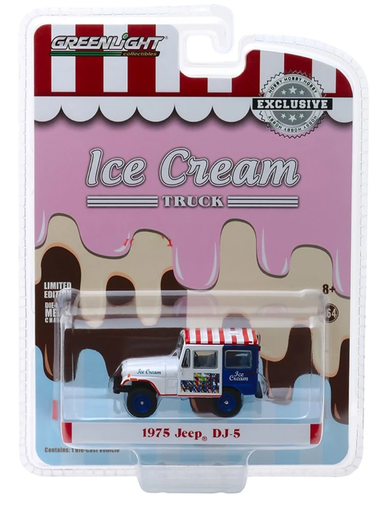 1:64 1975 Jeep DJ-5 Ice Cream Truck High Simulation Diecast Car Metal Alloy Model Car kids toys collection gifts W696