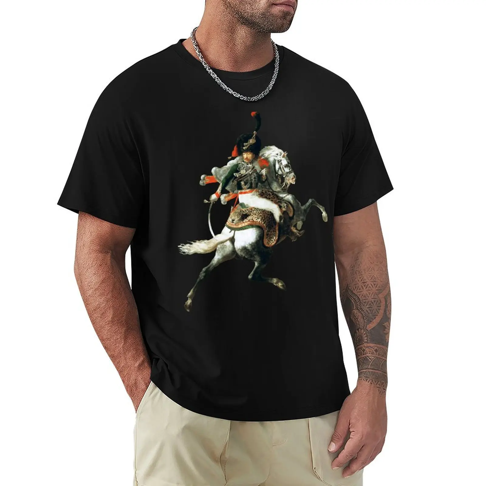 Théodore Géricault - Camiseta The Charging Chasseur Sin Plancha, Casual, de Manga Corta