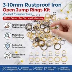 3-10mm Rustproof Iron Open Jump Rings Round Connectors for DIY Jewelry Making Bracelet Necklace Earrings Craft Supplies