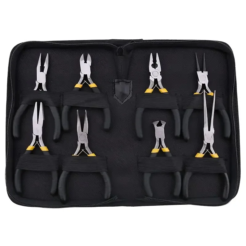 8 Mini Jewelry Making Pliers Set - Carbon Steel Hand Toolbox - 4.5 