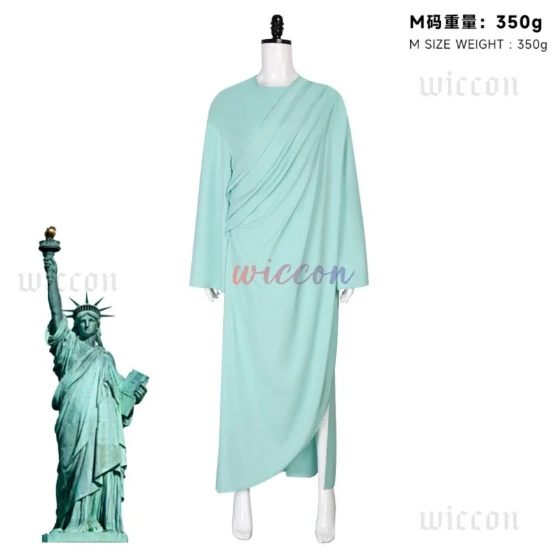 تأثيري تمثال الحرية تأثيري الكبار سيدة الحرية زي المرأة الخضراء الوطنية جمع هالوين زي حفلة تنكرية Headwea