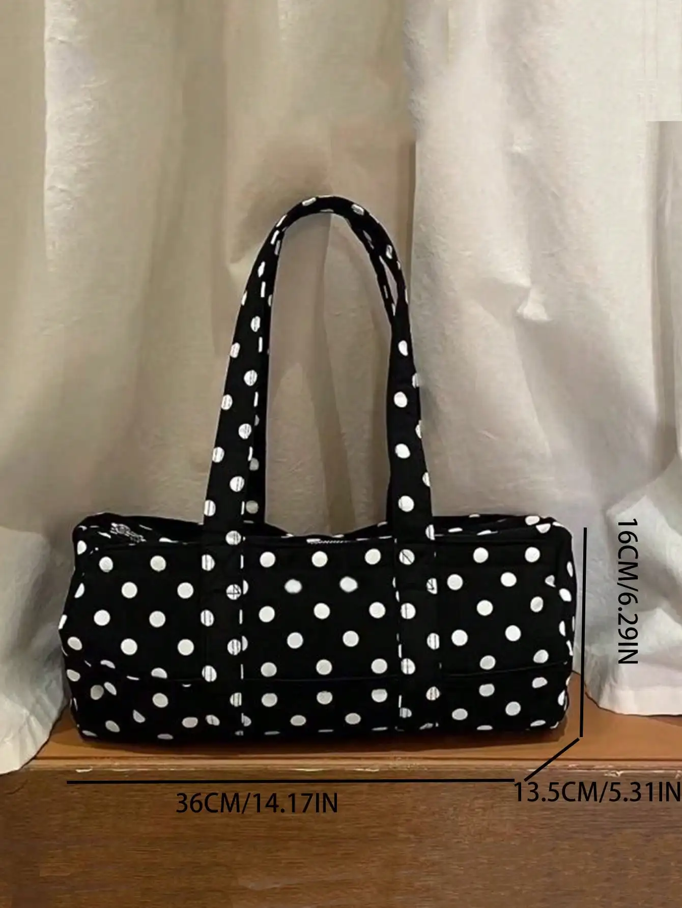 

Back To School Polka Dot Print Cute Round Cylinder Tote Bag, Fashion Commuter Large Capacity Handbag For Women , Polka Dot