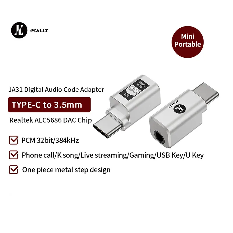 JCALLY JA31 Audio Digital Tipe c sampai 3.5mm adaptor Mini portabel DAC CX3193 adaptor Headphone telepon