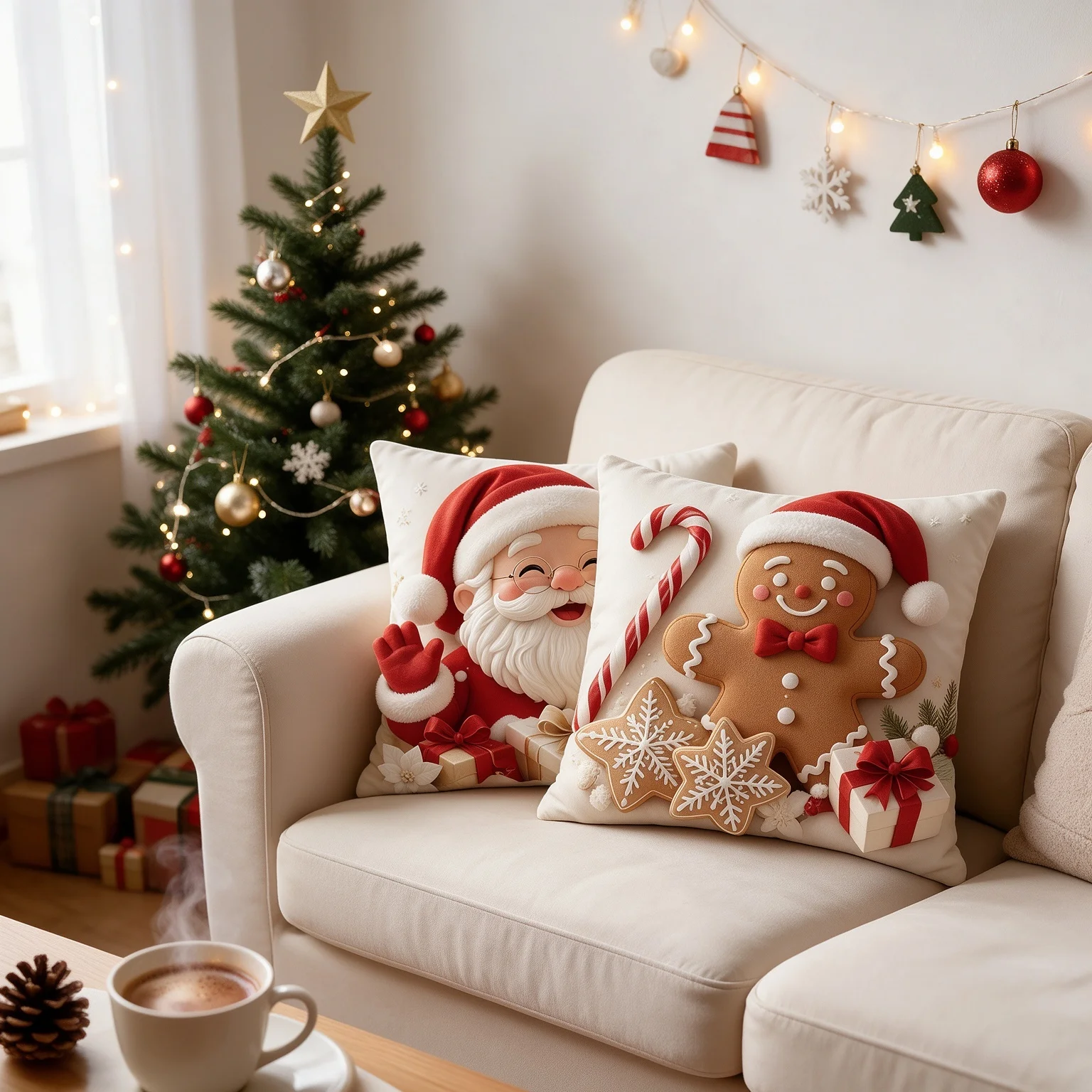 4pcs Christmas Pillow Cover,Santa Claus/Snowman/Deer,Cushion Cover,Pillowcase,Christmas Decoration Sofa,Bedroom,Party Decoration