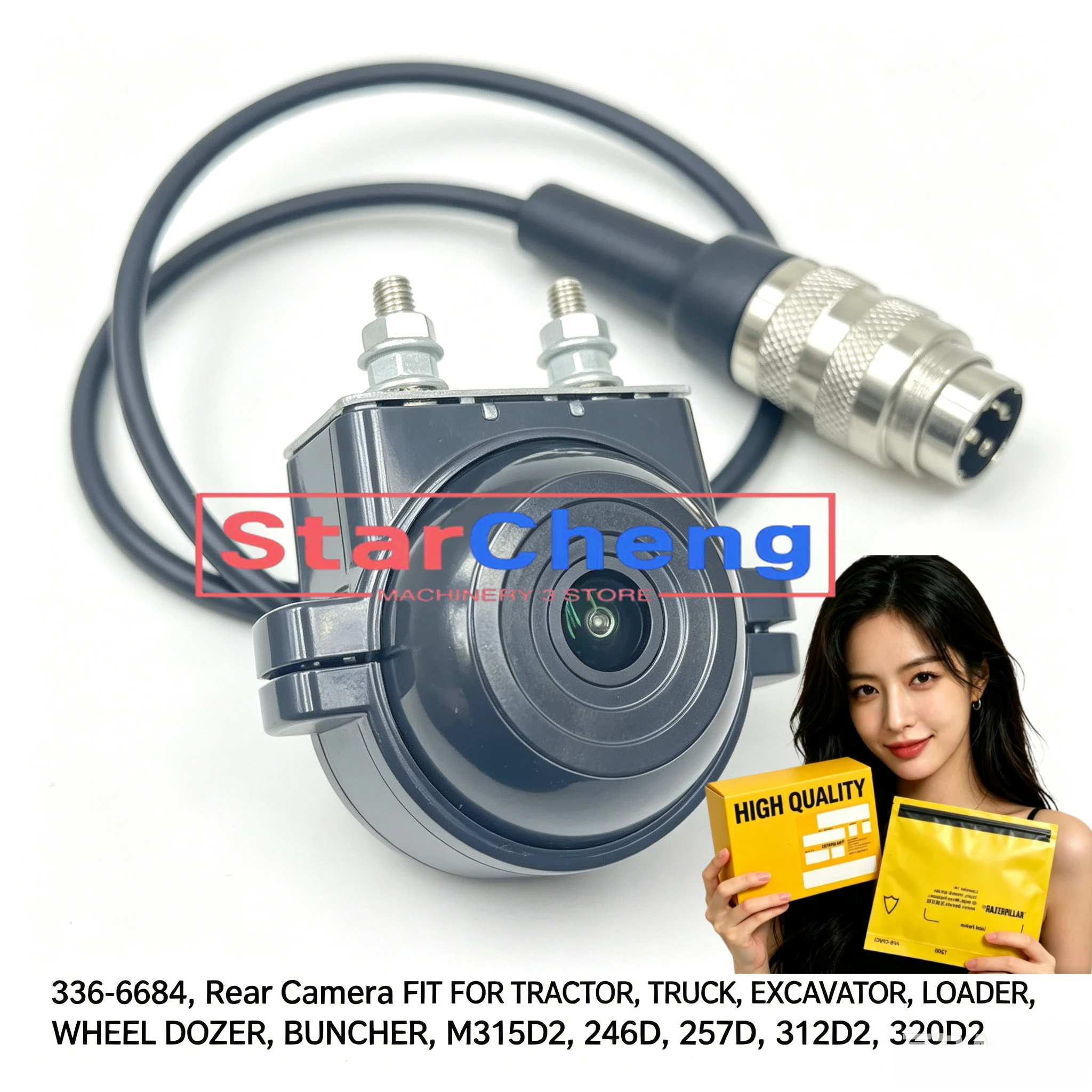336 - 6684 Excavator Loader Rear Camera 3366684 for M315D2, 246D, 257D, 312D2, 320D2
