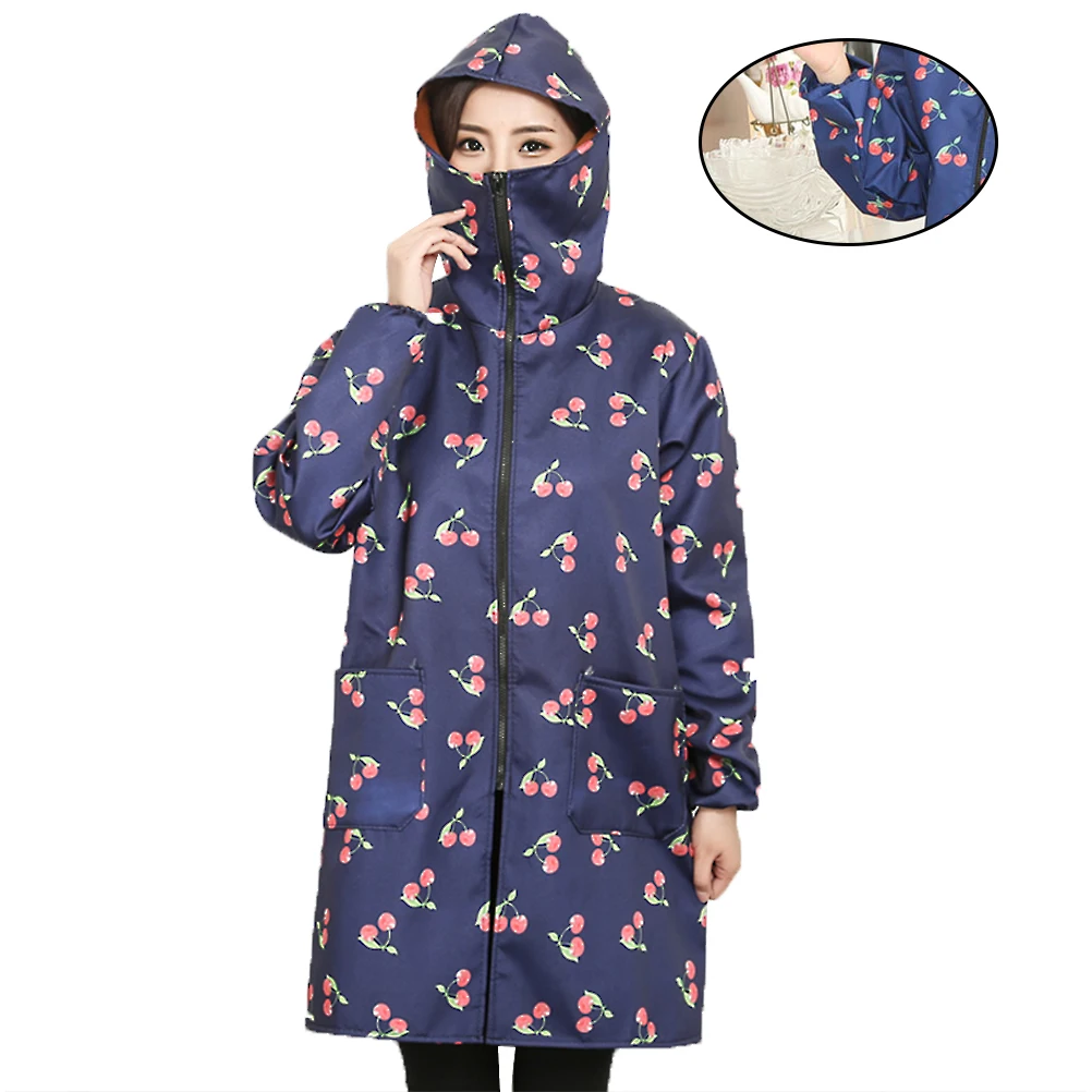 

Proof Mask Overclothes Waterproof Oilproof Kitchen Working Clothes Men Women Cherry Print Fashion Home Workshop Uniform