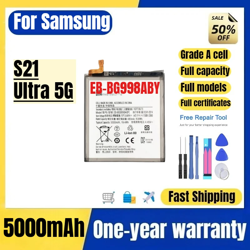 EB-BG998ABY for Samsung S21 Ultra 5G Mobile Phone Battery High Quality High Capacity Replacement Bateria Grade A Cell with Tools