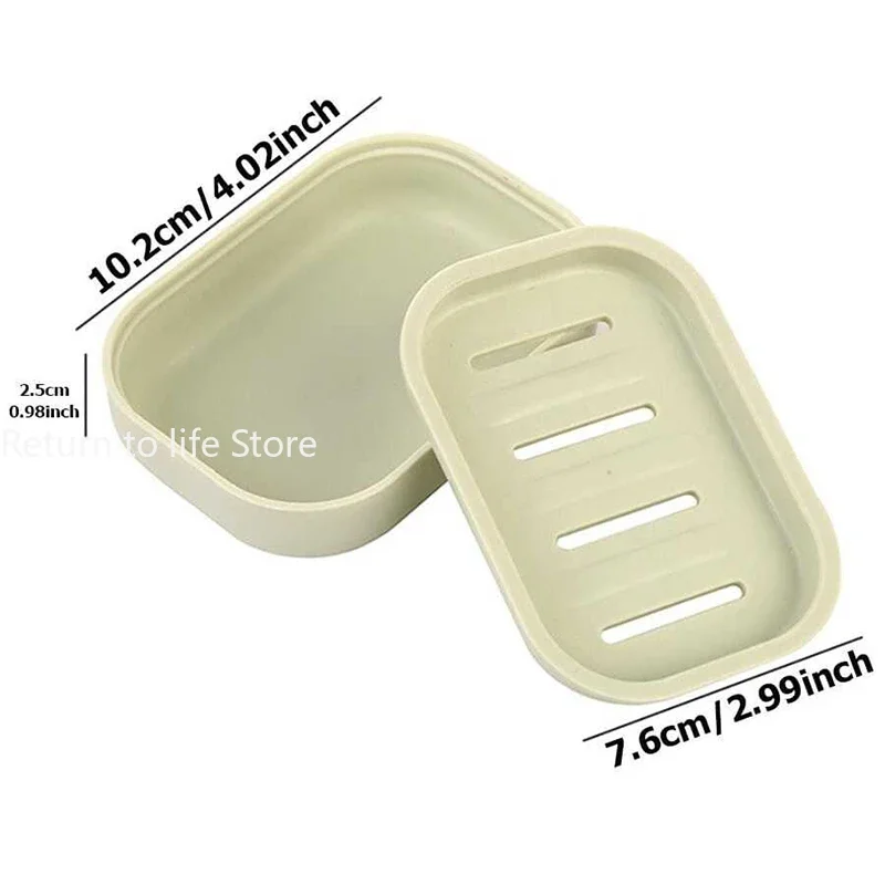 Double Layer Square Soap Dish with Cover Plastic Drain Soap Box Household Bathroom Travel Simple Portable Creative Storage