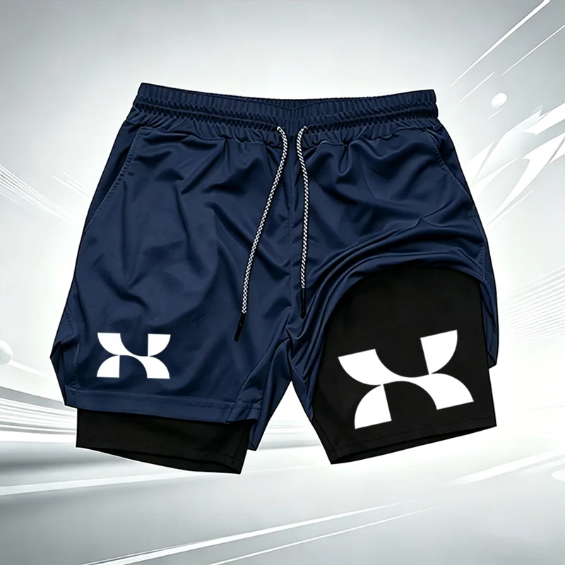 2-in-1-Laufshorts für Herren, schnell trocknende Workout-Gym-Shorts mit Kompressionsfutter und Logo-Aufdruck, sportliche Trainingsshorts wx214 – Detail 5