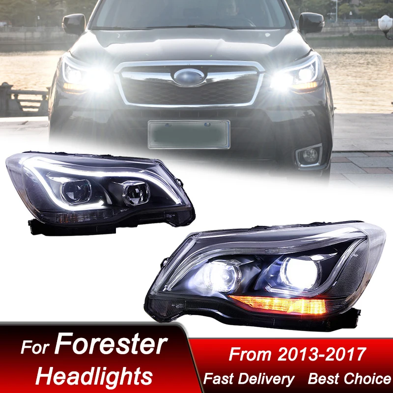 

Поп-автомобильные фары для SUBARU Forester 2013-2017, светодиодные автомобильные фары в сборе, обновление, аксессуары для линз проектора с высокой настройкой K
