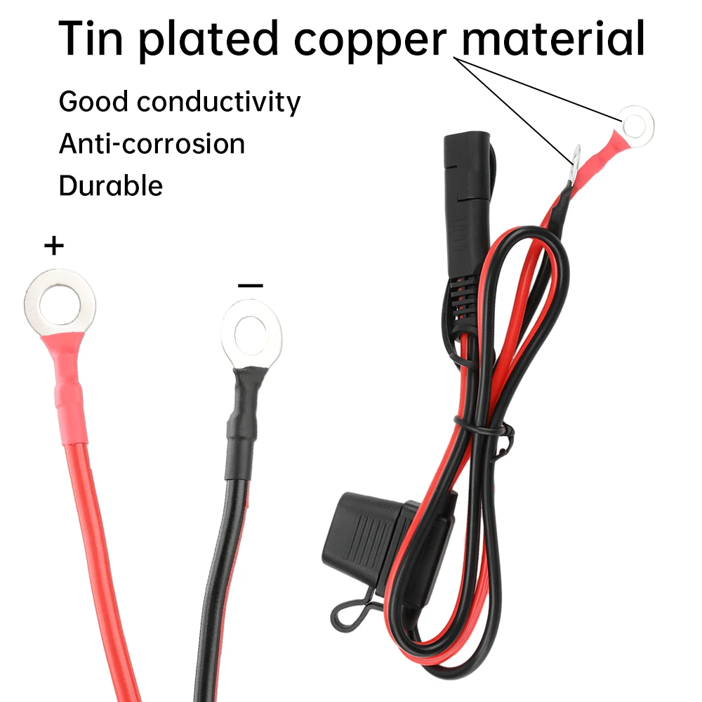 SAE Quick Release Cable With Fuse Terminal O Connector Battery Charger Extension Adapter Wire 16AWG Terminal for Battery Charger