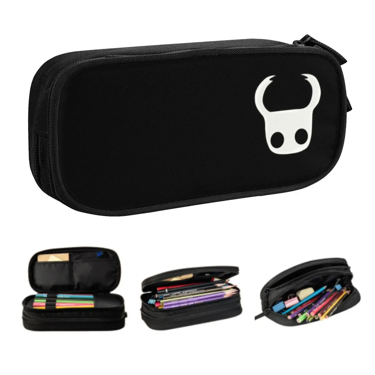 Custom Hollow Knight Head Kawaii Pencil Cases Girls Boys Large Capacity Adventure Video Game Pencil Bag Student School