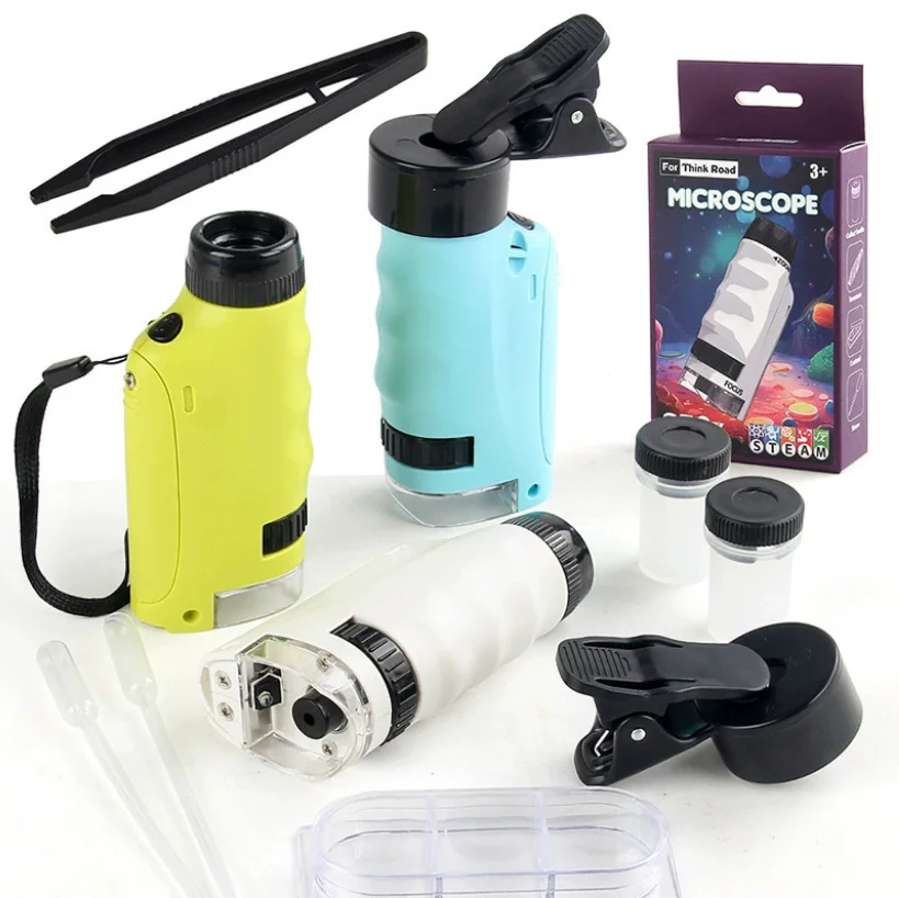 Microscope for Kids Educational Compact Microscope Portable Handheld Microscope Set for Home School Lab