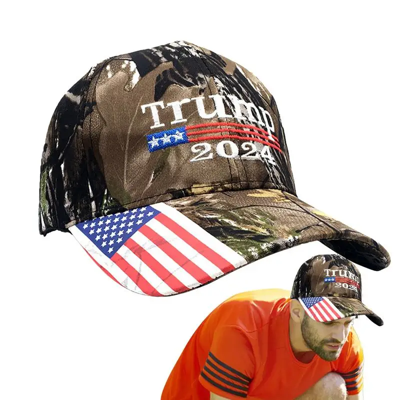 2024 Baseball Mesh Cap Donald Trump Cotton Trucker Hat American Election Make America Great Again USA Flag Sunshade Cap