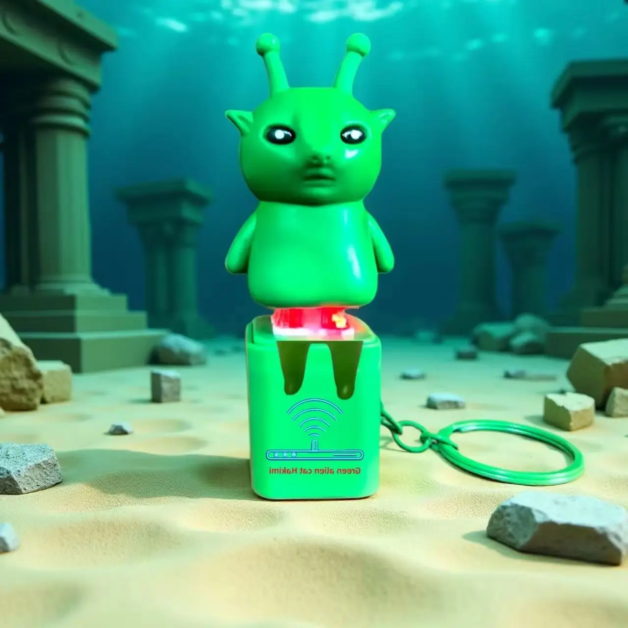 

!Green Alien Keychain Funny Press Glowing Button Portable Decompression Keychain With Sound Light Alien EDC Fidget Keyboards Toy