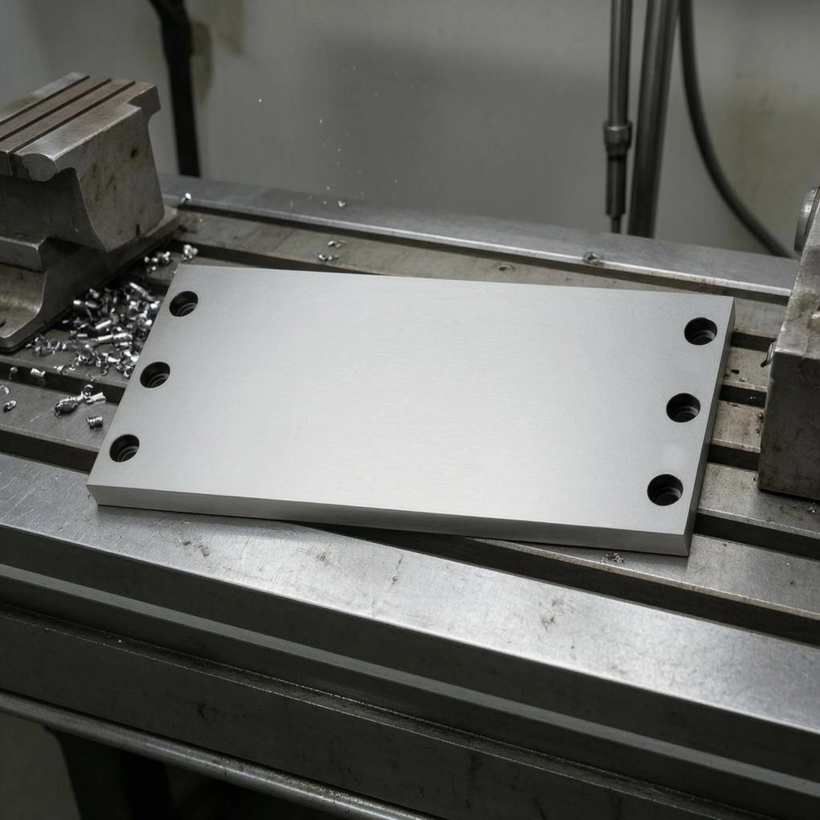 Flat Machined Surface Mounting Plate Rectangular Bridge Plate Brushed Silver Hardware for Structural Joining