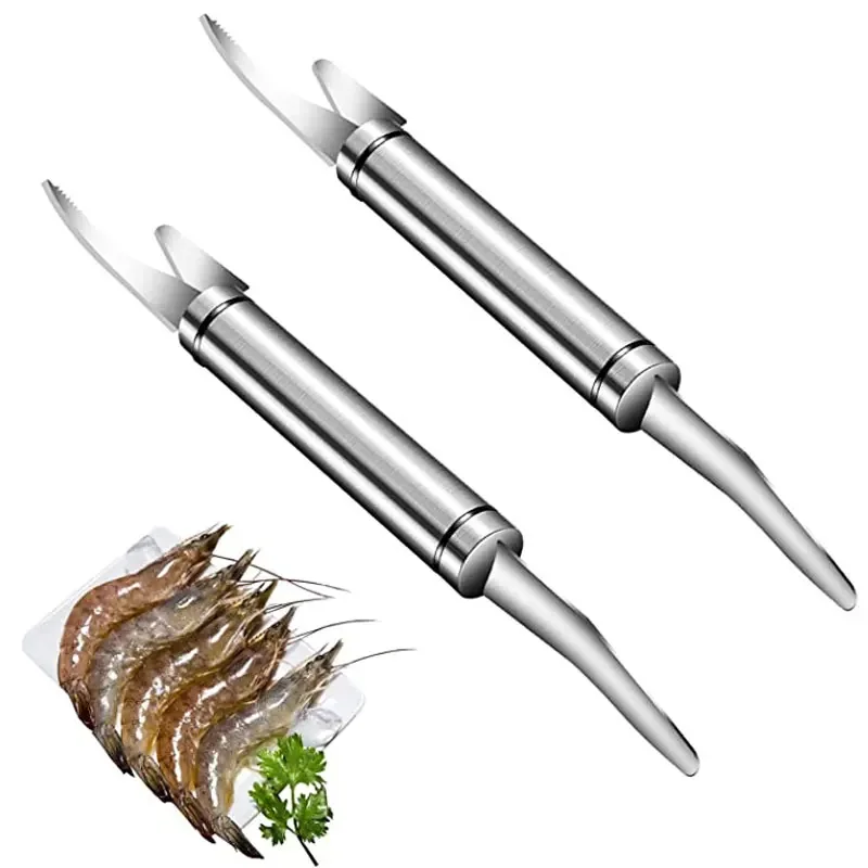 

2pcs Stainless Steel Shrimp Stripper Multifunctional 6 In 1 Fish Knife Shrimp Line Cutting /Scraping /Digging Knife Kitchen Tool