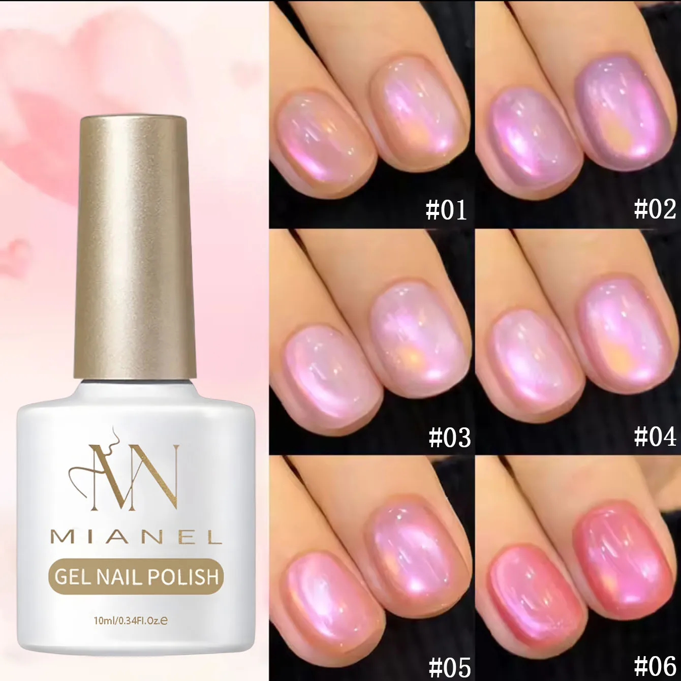 MIANEL 10ML Lover Cat Eye Gel Nagellack 2026 Frühling/Sommer Neuerscheinung Funkelnder Nude Pink Glasperlen Goldener Schimmer Nagelkunst – Detail 31