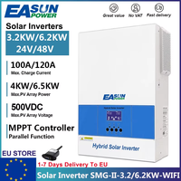 EASUN 6.2KW 3.2KW Hybrid Solar Inverter 24V 48V 230V Pure Sine Wave Inverter 120A MPPT Solar Controller PV Input 500V With WIFI