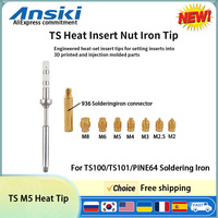 TS Heat Insert Nut Iron Tip 3D Implanted Hot Melt Brass Nut Pressure Head M2-M8 Brass kit for TS100/TS101/PINE64 Soldering Iron