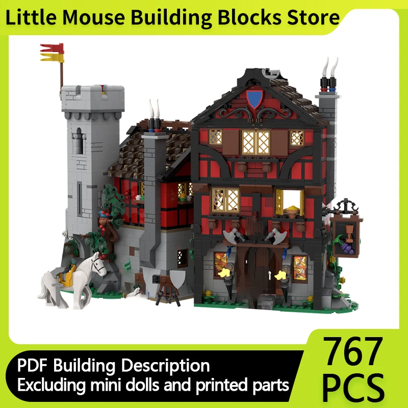 

Средневековый замок, модель MOC, строительные кирпичи, городской квадратный страж, модульная технология, подарки, праздник, сборка, детские игрушки, костюм