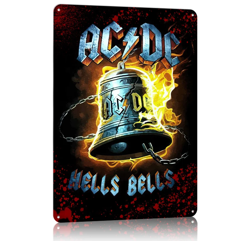 Acdc Hells Bells Music Алюминиевый металлический плакат Плакаты на стену Художественная роспись Настраиваемые металлические жестяные знаки для украшения стен