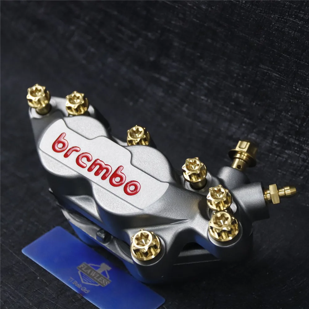 FLAWLESSTI Gr5 Titanium Bolt Brake Caliper Bolt Piston Banjo Bolt Bleeder For Brembo 4 Pot P4-40R P4-40C